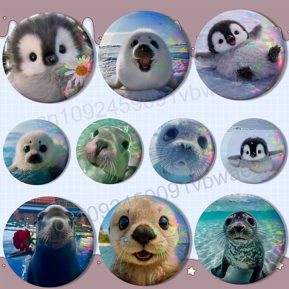 cute zoo Seal sea lion penguin - Button Badge Blank 评论和价格