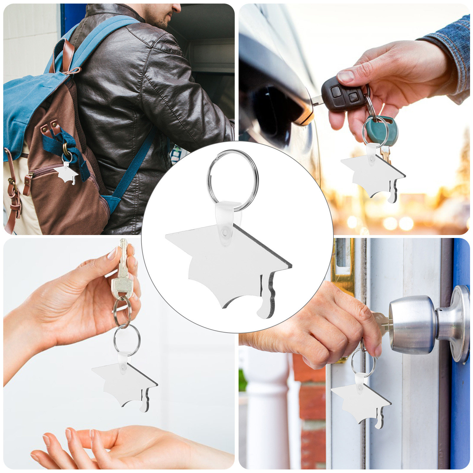 8Pcs Graduation Hat Keychain P - Hat Sublimation Blank 评论和价格
